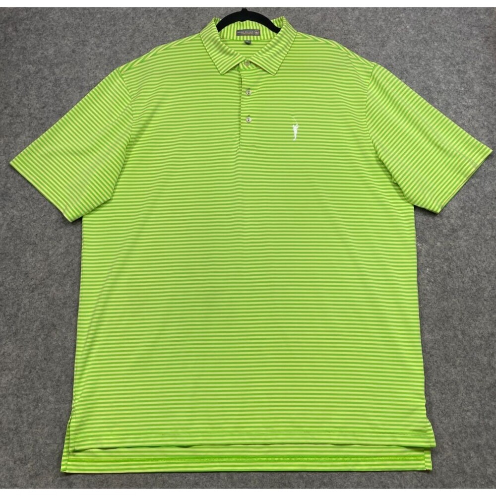 Peter Millar Summer Comfort Polo Shirt Mens XL Green Striped The Players Golf